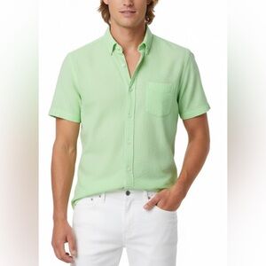Bonobos Riviera Seersucker Cotton Button Up Shirt Tailored Fit M Light Green